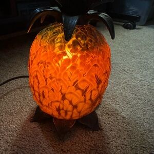Vintage Andrea by Sadek Pineapple Lamp Amber Resin Tropical Light Taiwan